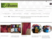 Tablet Screenshot of beanesindianclothing.com